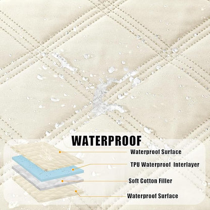 Smiry Waterproof Dog Bed Cover Blanket 68x82, Soft Reversible Pet Blanket, Washable Leakproof Cats Dogs Couch Cover for Sofa, Couch, Furniture, Lattice, Beige/Beige