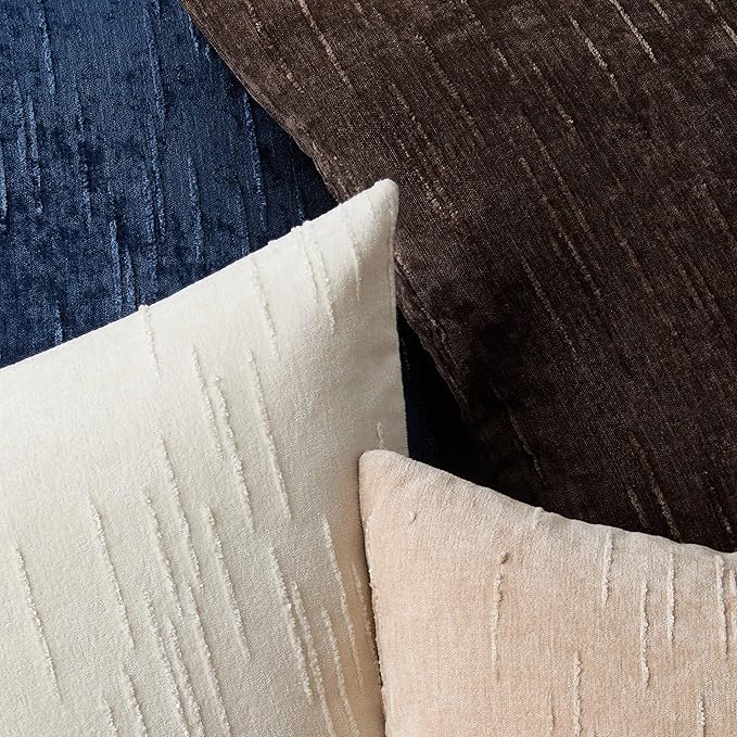 Set of 2 Soft Textured Throw Pillow Covers 18x18,Invisible Zipper Neutral Cushion Cases, Easy - Care Decorative Farmhouse Home Decor for Living Room Couch (Blue, 18" x 18" (Pack of 2))