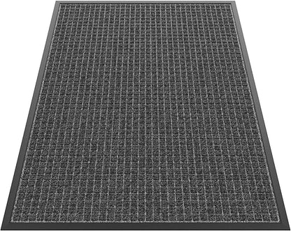 Sturdy Front Door Mat Outside Entrance, 4' x 3' All-Season All-Weather Doormat Waterproof, Stain and Fade Resistant, Natural Rubber Indoor Outdoor Welcome Door Mat Trap Dirt