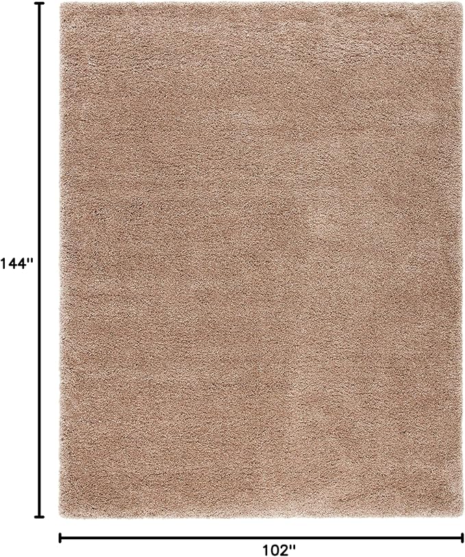 SAFAVIEH Milan Shag Collection Area Rug - 8'6" x 12', Dark Beige, Solid Design, Non-Shedding & Easy Care, 2-inch Thick Ideal for High Traffic Areas in Living Room, Bedroom (SG180-1414)
