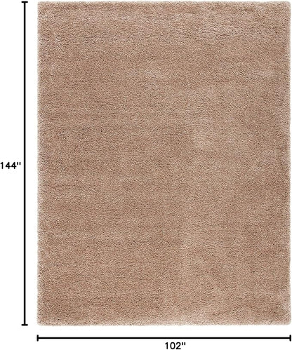 SAFAVIEH Milan Shag Collection Area Rug - 8'6" x 12', Dark Beige, Solid Design, Non-Shedding & Easy Care, 2-inch Thick Ideal for High Traffic Areas in Living Room, Bedroom (SG180-1414)