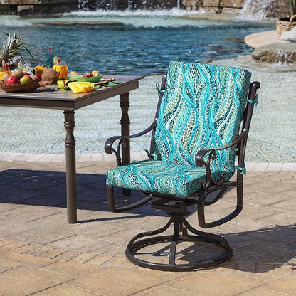 Arden Outdoor Dining Chair Cushion, 20 in x 20 in, Weather-Proof, Rain-Proof, Fade Resistant Patio Cushion for Patio, Dining, or Rocking Chairs Teal Ariel