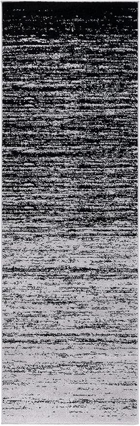 SAFAVIEH Adirondack Collection Runner Rug - 2'6" x 20', Silver & Black, Modern Ombre Design, Non Shedding & Easy to Clean, Ideal for Hallway, Foyer, Kitchen, Entryway, Bedroom (ADR113A)