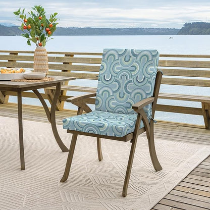 Arden Outdoor Dining Chair Cushion, 20 x 20, Rain-Proof, Fade Resistant, 20 x 20, Coastal Blue Geometric