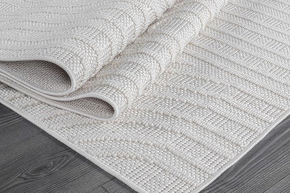 Beverly Rug Micro Loop Area Rug White 5x7 Modern Luxury Soft Circle Geometric Durable Indoor Area Rugs for Living Dining Room Office Stain Resistant Non Shedding Casual Indoor Carpet White 5 x 7