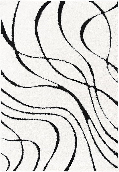 SAFAVIEH Florida Shag Collection Area Rug - 5'3" x 7'6", Ivory & Black, Non-Shedding & Easy Care, 1.2-inch Thick Ideal for High Traffic Areas in Living Room, Bedroom (SG471-1290)