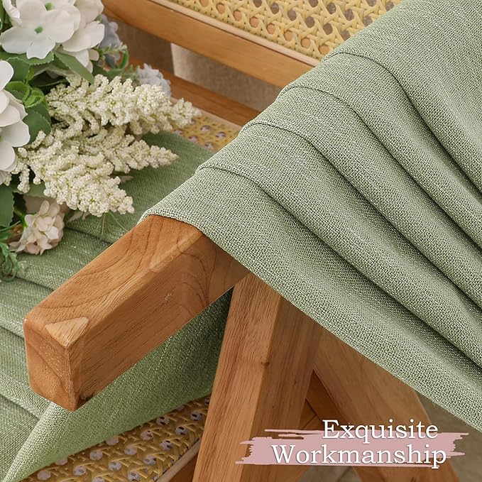 Simplebrand Sage Green Faux Linen Textured Semi Sheer Curtains 108 Inches Long 2 Panels for Living Room, Privacy Extra Long Light Filtering Farmhouse Thick Window Drapes for Large Window, 50W x 108L