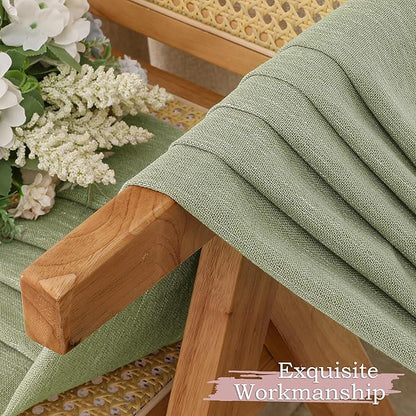 Simplebrand Sage Green Faux Linen Textured Curtains 63 Inch Length 2 Panels for Bedroom, Semi Sheer Light Filtering Privacy Farmhouse Curtains, Soft Thick Rod Pocket Window Drapes, 40W x 63L Inch