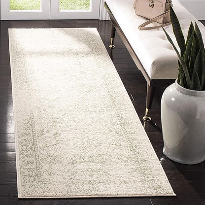 SAFAVIEH Adirondack Collection Runner Rug - 2'6" x 10', Ivory & Sage, Distressed Vintage Floral Design, Non-Shedding & Easy to Clean, Ideal for Hallway, Foyer, Entryway, Bedroom (ADR109V)