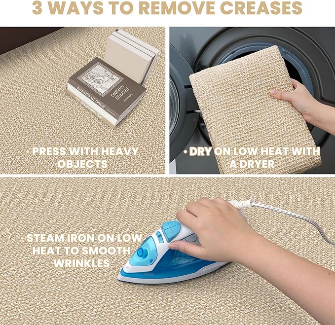 EARTHALL Washable Runner Rug 2x8 Ft Non Slip Runners for Hallways Cotton Rubber Backed Kitchen Runner Braided Indoor Floor Carpet Runners for Entryway, Hallway, Kitchen, Bedroom, Golden Beige/White