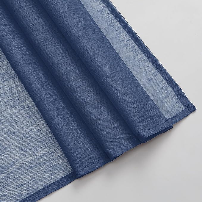 DONREN Semi Sheer Panel Curtains Scarf-Home Decor Window Sheer Valance Voile Scarf 1 Piece,34 inches Wide by 216 inches Long,Navy Blue
