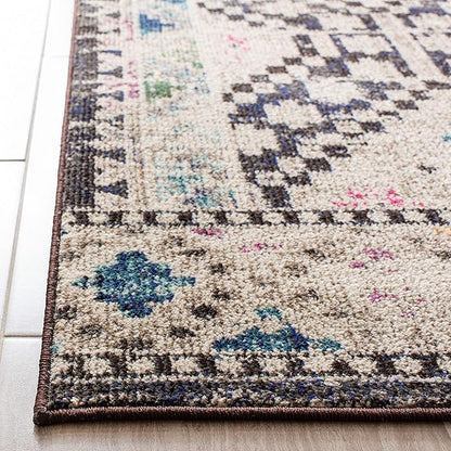 SAFAVIEH Madison Collection Runner Rug - 2'2" x 16', Black & Yellow, Boho Diamond Distressed Design, Non-Shedding & Easy Care, Ideal for High Traffic Areas in Living Room, Bedroom (MAD418Z)