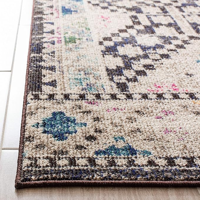 SAFAVIEH Madison Collection Area Rug - 10' x 14', Black & Yellow, Boho Diamond Distressed Design, Non-Shedding & Easy Care, Ideal for High Traffic Areas in Living Room, Bedroom (MAD418Z)