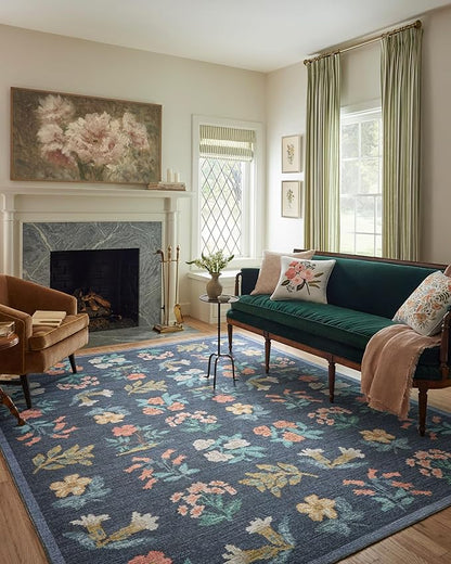 Loloi Rifle Paper Co. Rosa Collection RSA-03 Navy 2'-3" x 3'-9" Accent Rug