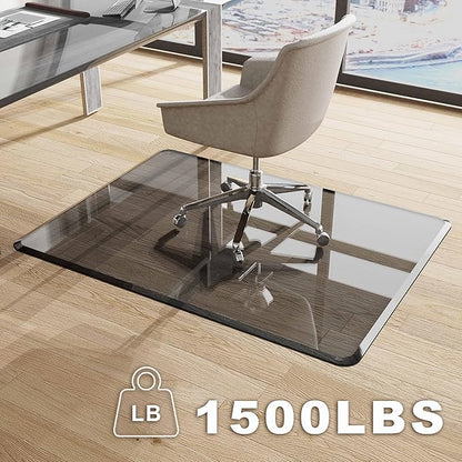 Beveled Edge Irregular Office Chair Mat for Carpet or Hardwood Floor Crystal Grey 48" x 60" for a Smooth Glide and Easy Roll On/Off, Heavy Duty and Non-Slip Floor Chair Mat