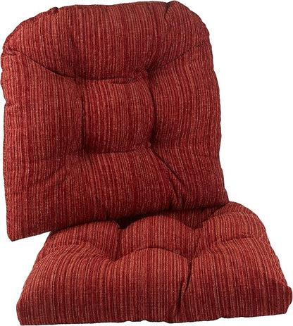 Klear Vu Gripper Overstuffed Universal Non-Slip Dining Chair Cushions for Kitchen Decor or Office Use, U-Shaped Skid-Proof Seat Pad, 17x17 Inches, 2 Count (Pack of 1), Chenille Garnet Red