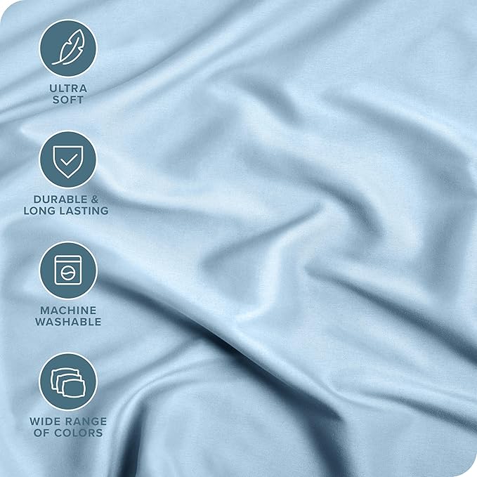 Bare Home 2-Pack Fitted Bottom Sheets Split King - Premium 1800 Ultra-Soft Microfiber - Deep Pocket - 4 Twin XL Fitted Sheets (Split King, Light Blue)