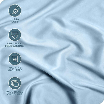 Bare Home 2-Pack Fitted Bottom Sheets Full - Premium 1800 Ultra-Soft Wrinkle Resistant Microfiber - Deep Pocket (Full, Light Blue)
