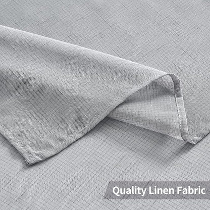 MIULEE 2 Panel Natural Linen Long Semi Sheer Window Curtains - Elegant Solid Light Grey Drapes with Grommet Top - Voile Panels, Linen Textured for Bedroom & Living Room (52X108 Inch)