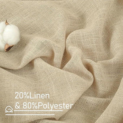 LAMIT Natural Sheer Linen Curtains for Bedroom, Faux Linen Textured Light Filtering Drapes Back Tab and Rod Pocket Boho Neutral Burlap Panels for Farmhouse/Living Room, 2 Panels, 52 x 72 Inch