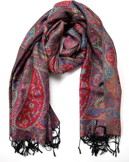 Achillea Big Paisley Pashmina Shawl Wrap for Women – Elegant Scarf for Weddings, Evening Dresses, Festivals & Daily Wear