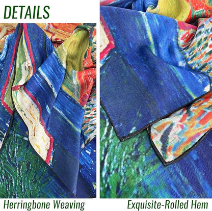 Artist Oil Painting Wraps 51"x51" Cashmere-Soft Art Pashmina Luxury Rolled Hem Women Large Travel Blanket Shawl