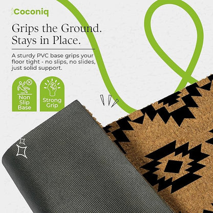 Coir Door Mats 17" X 30", Non-Slip Sturdy, PVC Backed Heavy Duty, Easy to Clean, Ideal for Door Entrance, Patio, Porch, Backyard, Garages, Geometric Boho