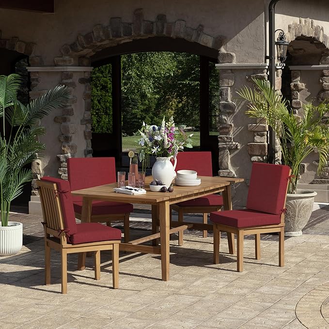Arden Foam Outdoor Dining Chair Cushion, 20 x 20, Made with ProFoam, Rain-Proof, Fade Resistant, Ruby Red Leala