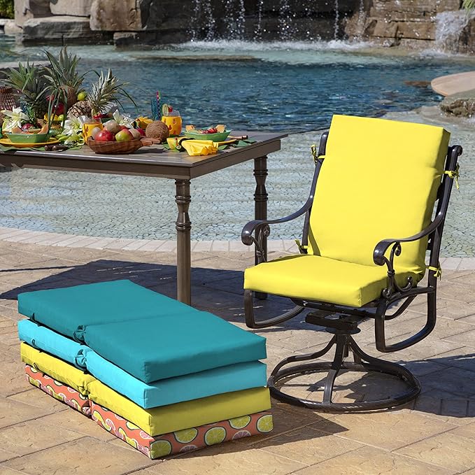 Arden Selections Outdoor Dining Chair Cushion 20 x 20, Lemon Yellow Leala