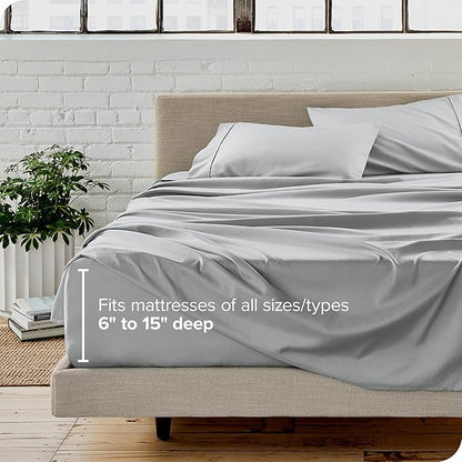 Bare Home Full Sheet Set - 1800 Ultra-Soft Microfiber Full Bed Sheets - Double Brushed - Deep Pockets - Easy Fit - 4 Piece Set - Bed Sheets (Full, French Grey)