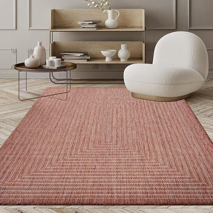 Adiva Rugs Outdoor Indoor Area Rug, Weather Resistant, Easy to Clean, Stain Resistant Floor Mat for Dining Room, Backyard, Deck, Patio (Copper Weiss, 5' x 7')