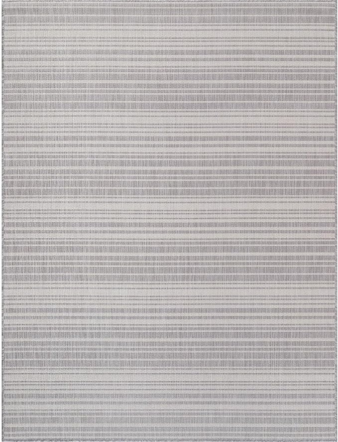 Stripe Outdoor Rug 10x14 Washable Outside Carpet for Indoor Patio Porch Waterproof Easy Cleaning Non Shedding Area Rugs Gray 10 x 14