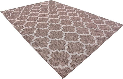 Unique Loom Outdoor Trellis Collection Area Rug (8' x 11' 4" Rectangle, Brown/ Ivory)