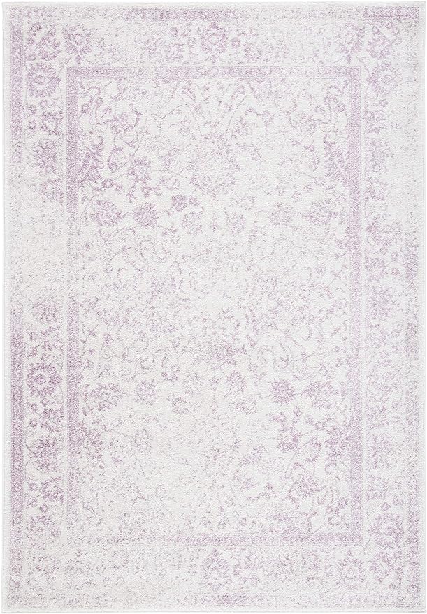 SAFAVIEH Area Rug 3x5 - Adirondack Collection - Ivory & Lavender, Distressed Vintage Floral Design, Non-Shedding & Easy to Clean, Ideal for Living Room, Bedroom, Dining Space (ADR109U)