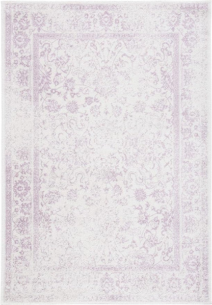 SAFAVIEH Area Rug 3x5 - Adirondack Collection - Ivory & Lavender, Distressed Vintage Floral Design, Non-Shedding & Easy to Clean, Ideal for Living Room, Bedroom, Dining Space (ADR109U)