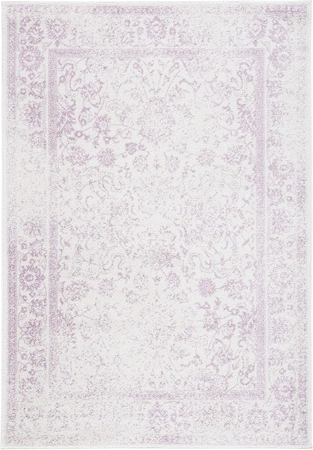 SAFAVIEH Adirondack Collection Accent Rug - 2'6" x 4', Ivory & Lavender, Distressed Vintage Floral Design, Non-Shedding & Easy to Clean, Ideal for Front Door, Kitchen, Entryway, Foyer (ADR109U)