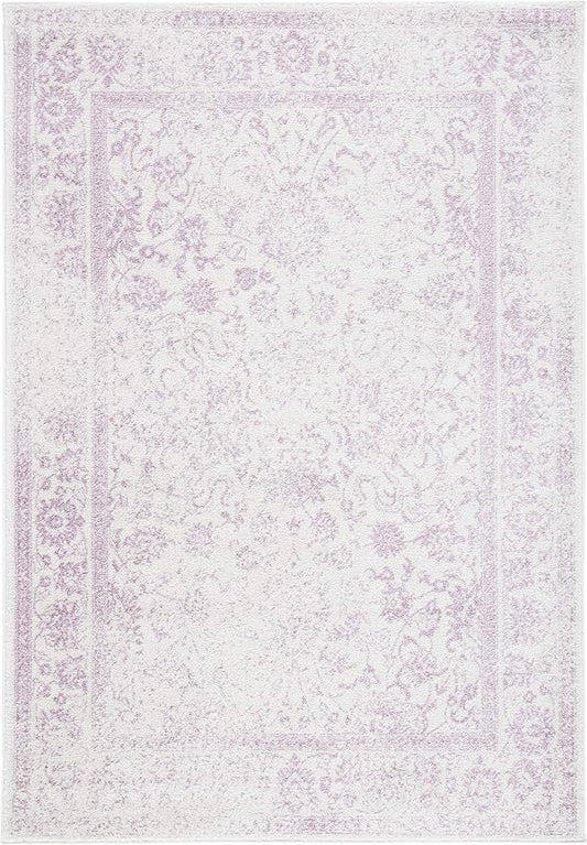 SAFAVIEH Adirondack Collection Accent Rug - 2'6" x 4', Ivory & Lavender, Distressed Vintage Floral Design, Non-Shedding & Easy to Clean, Ideal for Front Door, Kitchen, Entryway, Foyer (ADR109U)
