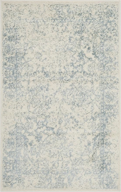 SAFAVIEH Adirondack Collection Accent Rug - 2' x 3', Ivory & Slate, Distressed Vintage Floral Design, Non-Shedding & Easy to Clean, Ideal for Front Door, Kitchen, Entryway, Foyer (ADR109S)