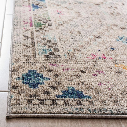 SAFAVIEH Madison Collection Runner Rug - 2'2" x 16', Grey & Yellow, Boho Diamond Distressed Design, Non-Shedding & Easy Care, Ideal for High Traffic Areas in Living Room, Bedroom (MAD418F)
