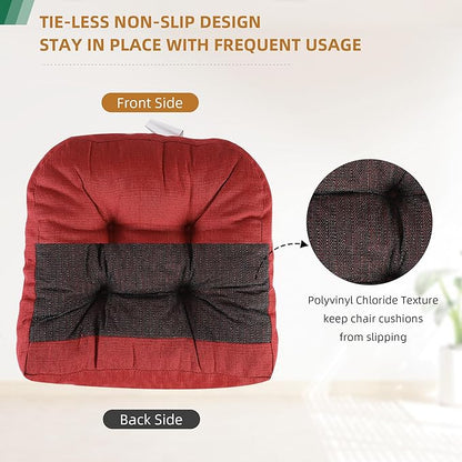 RACE LEAF Patio Chair Cushions 17x17 4 Pack, Memory Foam Outdoor Seat Cushions Water Resistant Tufted Non-Slip Bottom (Red)
