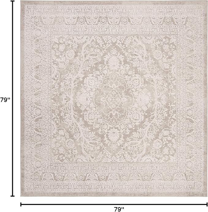 SAFAVIEH Reflection Collection Area Rug - 6'7" Square, Beige & Cream, Non-Shedding & Easy Cleaning, Ideal for Living Room, Bedroom (RFT668A)
