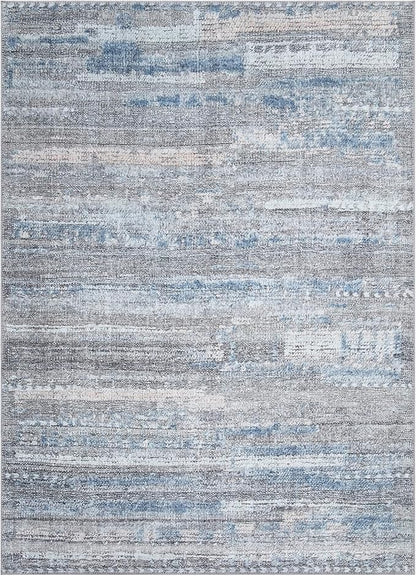 Bloom Rugs Washable Non-Slip 5' x 7' Rug - Gray/Blue/Blush Modern Abstract Area Rug for Living Room, Bedroom, Dining Room, and Kitchen - Exact Size: 5' x 7'
