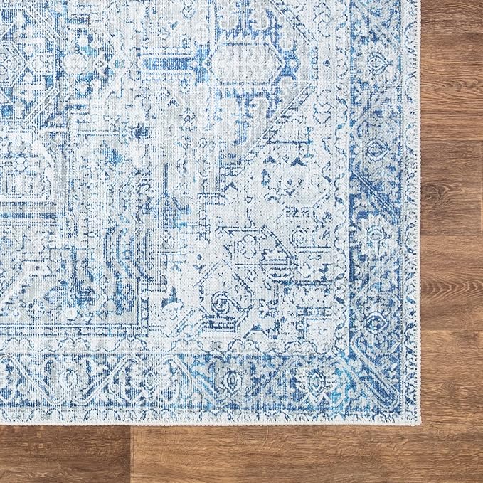 Bloom Rugs Washable Non-Slip 10x14 Rug - Blue/Gray Traditional Oriental Area Rug for Living Room, Bedroom, Dining Room, and Kitchen - Exact Size: 10' x 14'