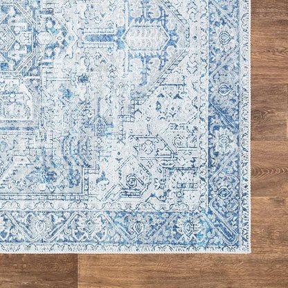 Bloom Rugs Washable Non-Slip 9' x 12' Rug - Blue/Gray Traditional Area Rug for Living Room, Bedroom, Dining Room, and Kitchen - Exact Size: 9' x 12'