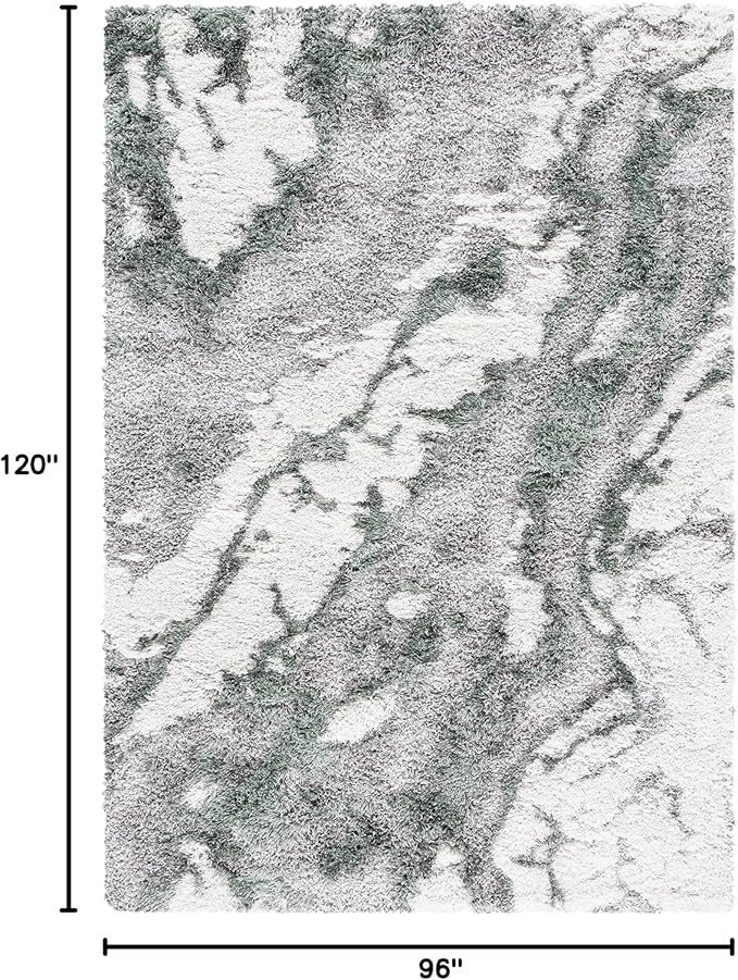 SAFAVIEH Area Rug 8x10 - Horizon Shag Collection - Large - Grey & Green, Modern Design, Non-Shedding & Easy Cleaning, Ultra Plush Thick Pile, Ideal for Living Room, Bedroom, Dining Space (HZN890Y)