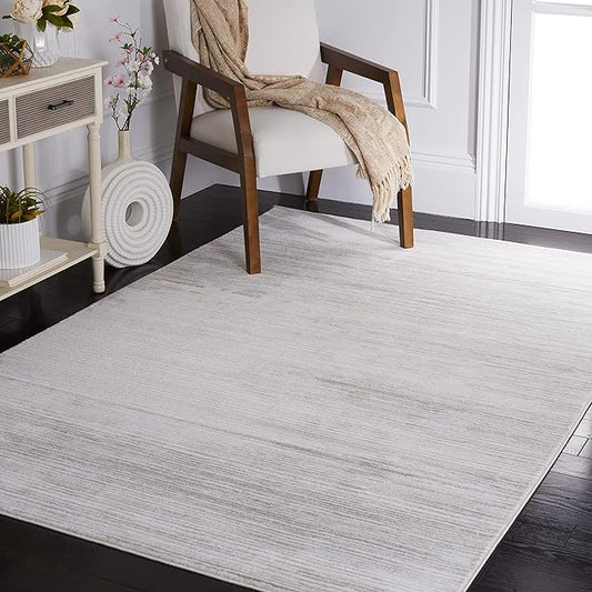 SAFAVIEH Vision Collection Area Rug - 6'7" Square, Ivory & Grey, Modern Ombre Design, Non-Shedding & Easy to Clean, Ideal for Living Room, Bedroom, Dining Space (VSN606K)