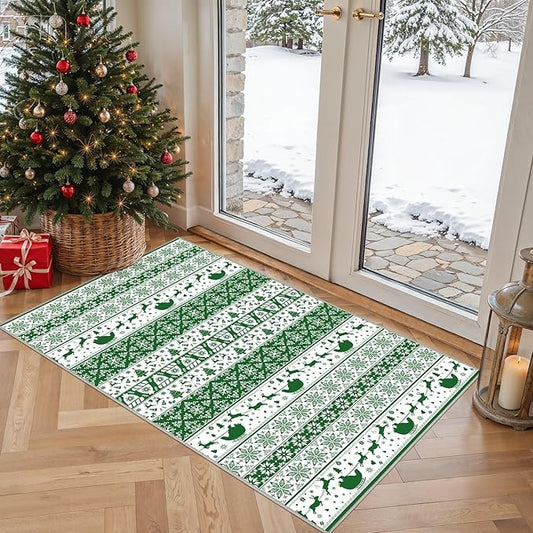 Abstract Living Room Rug 3X5 - Modern Washable Christmas Soft Thin Area Rug for Living Room Bedroom Under Dining Table - Neutral Indoor Floor Rug Carpets for Home Office Playroom Nursery - Green