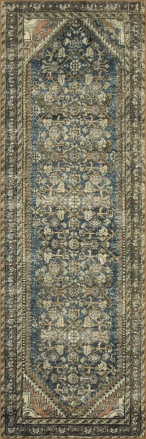 Loloi Magnolia Home by Joanna Gaines Banks Collection BAN-02 Denim/Clay 2'-0" x 5'-0" .13" Pile Height, Machine Washable, Accent Rug