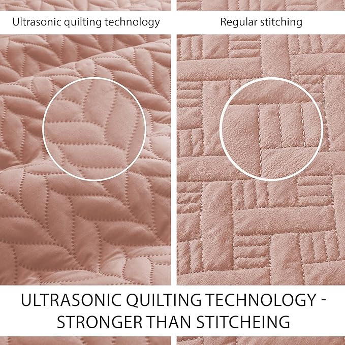 IR Imperial Rooms 8 Pack Quilt King Size Bedding (106" x 96") - Bulk Wholesale for Hotels, Guest Bedroom & Airbnbs - Lightweight Microfiber Reversible Embossed Quilts Bedspread (Peach)