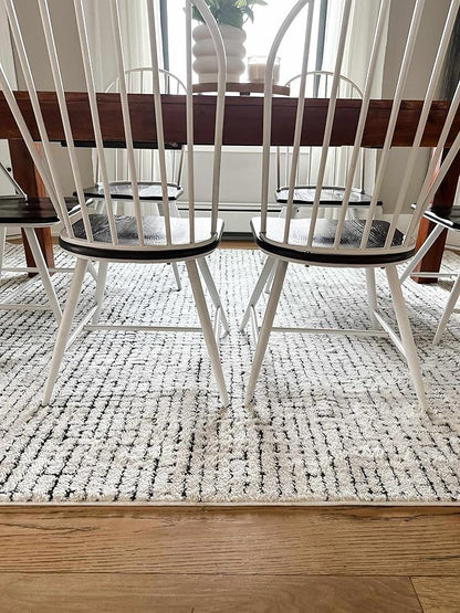 Hauteloom Keita Living Room, Bedroom Area Rug - Contemporary - High Pile - Bone - 5'3" x 7'